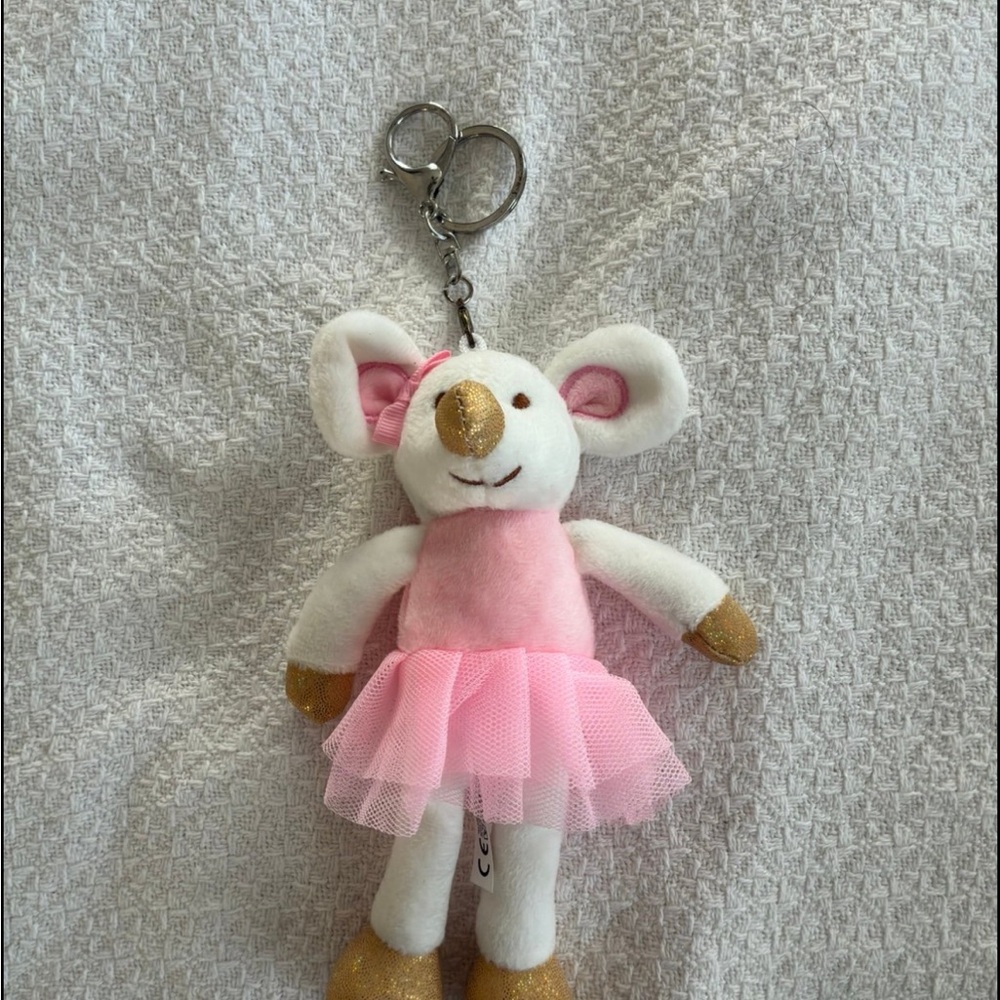Ballet Plush Mouse Keychain